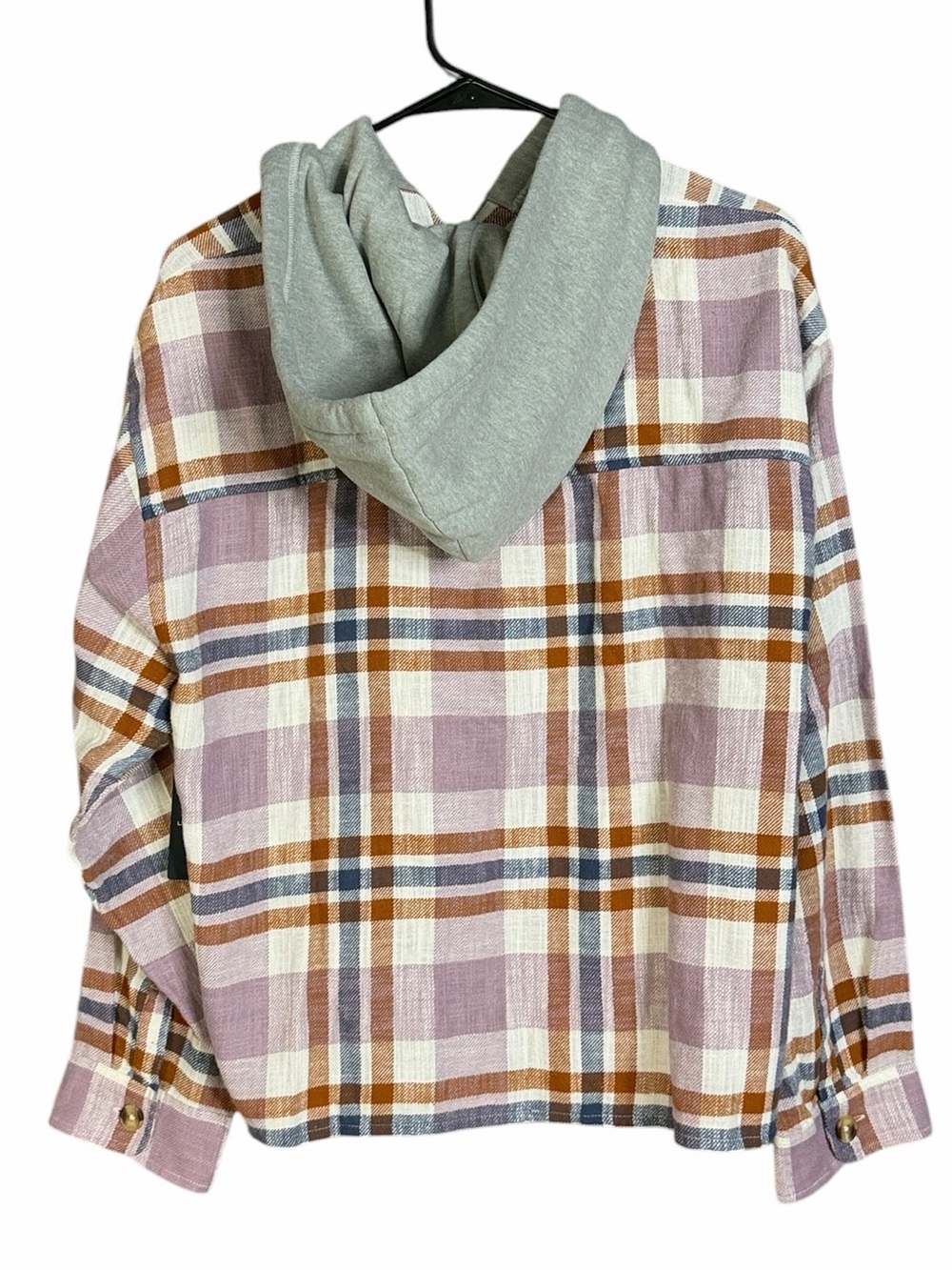 NWT lucky brand cropped plaid hoodie in pink plaid Women's Large - Picture 3 of 10
